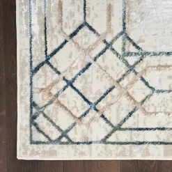 Ivory Art Deco Bordered Area Rug, 7x9