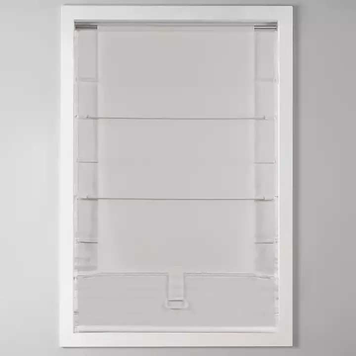 Ivory Basketweave Cordless Roman Shade, 27 in.
