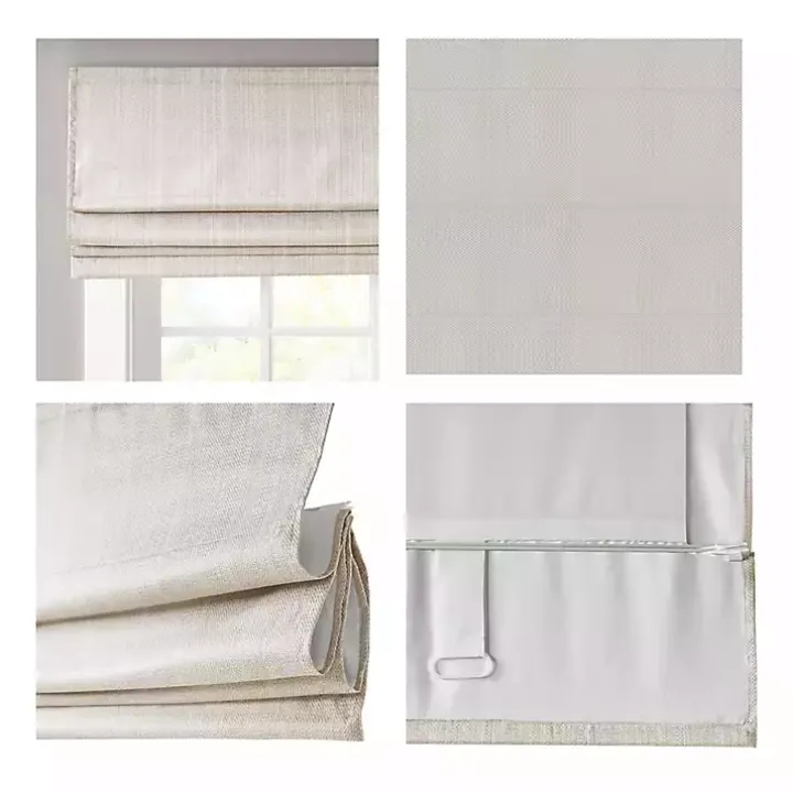Ivory Basketweave Cordless Roman Shade, 27 in.