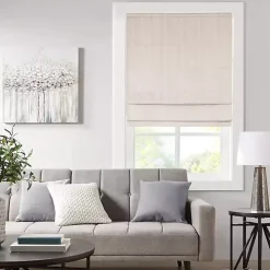 Ivory Basketweave Cordless Roman Shade, 31 in.
