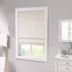 Ivory Basketweave Cordless Roman Shade, 31 in.