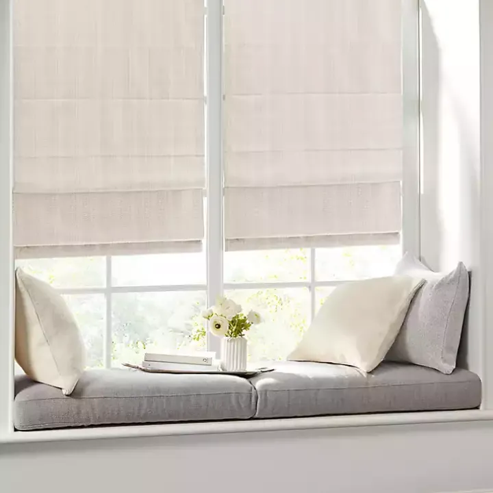 Ivory Basketweave Cordless Roman Shade, 31 in.
