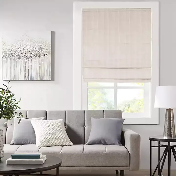 Ivory Basketweave Cordless Roman Shade, 33 in.