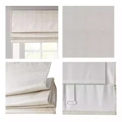 Ivory Basketweave Cordless Roman Shade, 35 in.