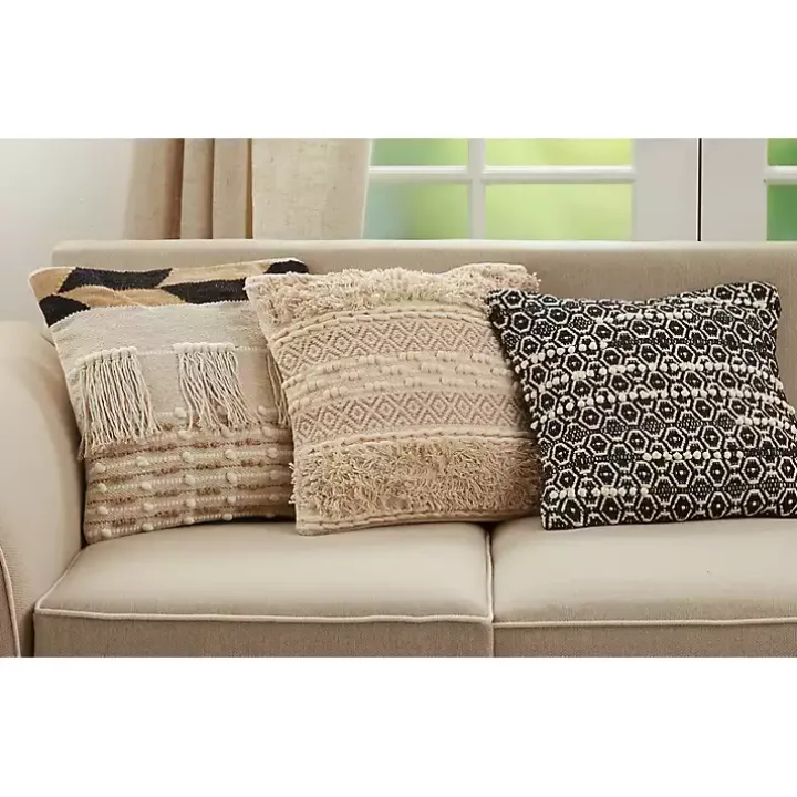 Ivory Boho Fringe Jute Pillow
