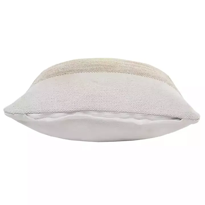 Ivory Border Natural Close Woven Jute Pillow