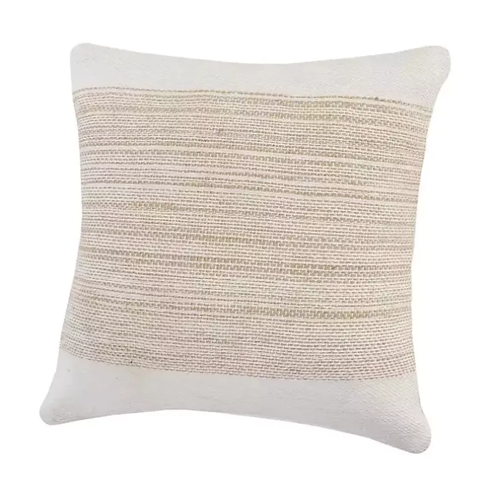 Ivory Border Natural Close Woven Jute Pillow