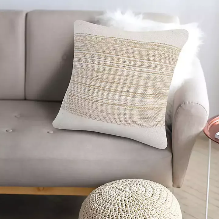 Ivory Border Natural Close Woven Jute Pillow