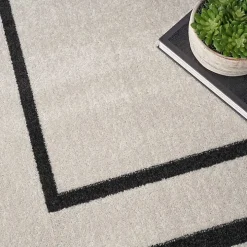 Ivory Bordered Indoor/Outdoor Area Rug, 8x10