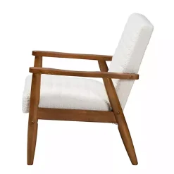 Ivory Boucle & Wood Frame Accent Chair