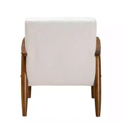 Ivory Boucle & Wood Frame Accent Chair