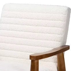 Ivory Boucle & Wood Frame Accent Chair