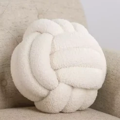 Ivory Boucle Woven Sphere Pillow