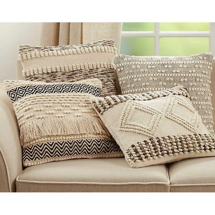 Ivory Diamond Woven Textured Polyester Pillow