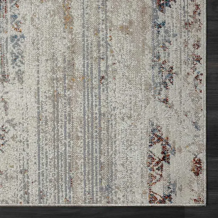 Ivory Distressed Medallion Washable Area Rug, 5x7