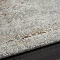Ivory Distressed Medallion Washable Area Rug, 5x7