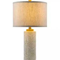 Ivory Embossed Floral Cylinder Table Lamp