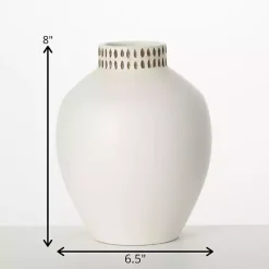 Ivory Etched Ceramic Urn Vase