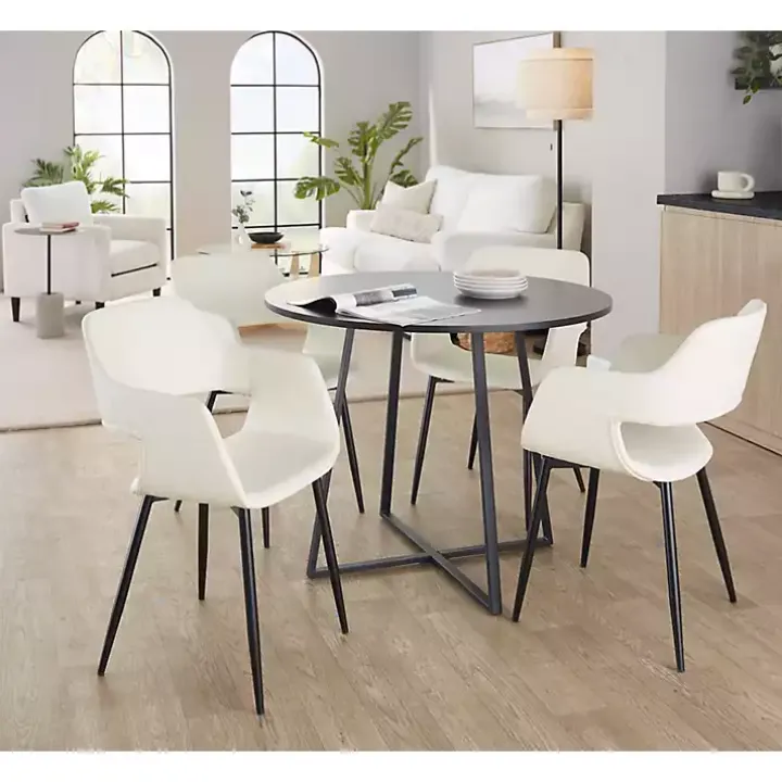 Ivory Faux Leather Marge Dining Chairs, Set of 2