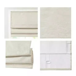 Ivory Faux Silk Room Darkening Roman Shade, 35 in.