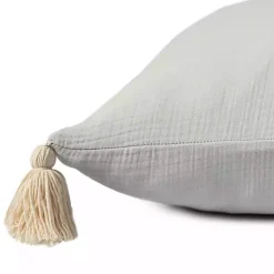 Ivory Gauze Organic Tassel Throw Pillow