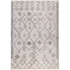 Ivory Geometric Area Rug, 5x8