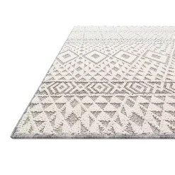 Ivory Geometric Stripes Outdoor Area Rug, 5x7