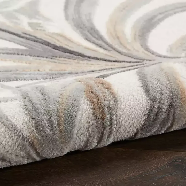 Ivory Grand Leaf Coastal Area Rug, 5x7