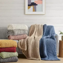 Ivory Hand Made Chunky Double Knit Throw Blanket
