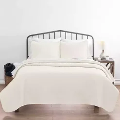 Ivory Herringbone Quilted 3-pc. Queen Coverlet Set