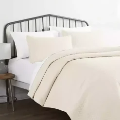 Ivory Herringbone Quilted 3-pc. Queen Coverlet Set