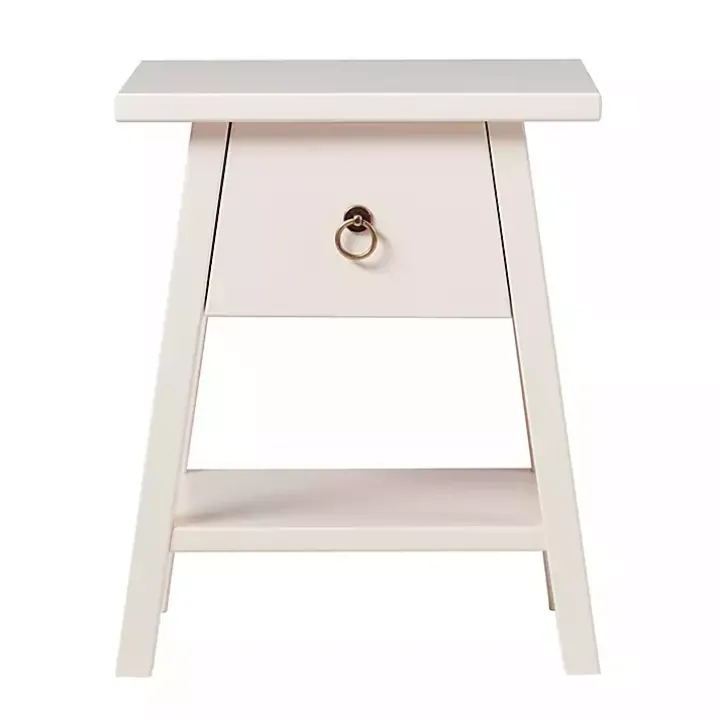 Ivory Japandi Pull-Ring Accent Table