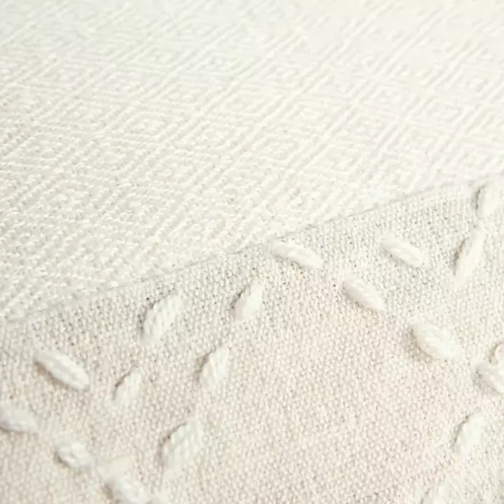 Ivory Kantha Stitch Recycled Throw Pillow