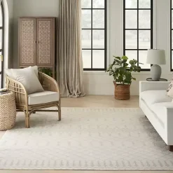 Ivory Moroccan Washable Area Rug, 9x12