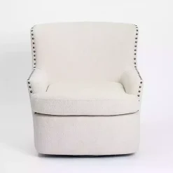 Ivory Nailhead Wingback Swivel Accent Chair