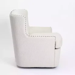 Ivory Nailhead Wingback Swivel Accent Chair
