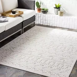 Ivory Raised Diamond Stripes Area Rug, 8x10