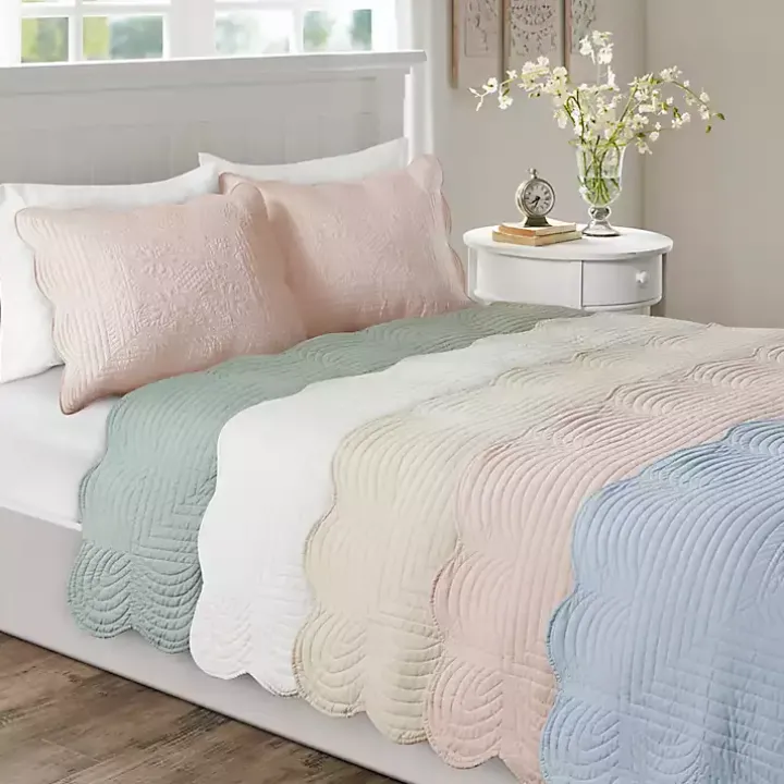 Ivory Scalloped Monica 3-pc. King Coverlet Set