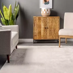 Ivory Shag Washable Area Rug, 8x10