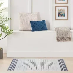 Ivory Striated Sphere Washable Area Rug, 4x6
