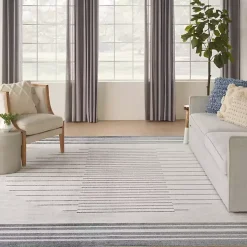 Ivory Striated Sphere Washable Area Rug, 7x10