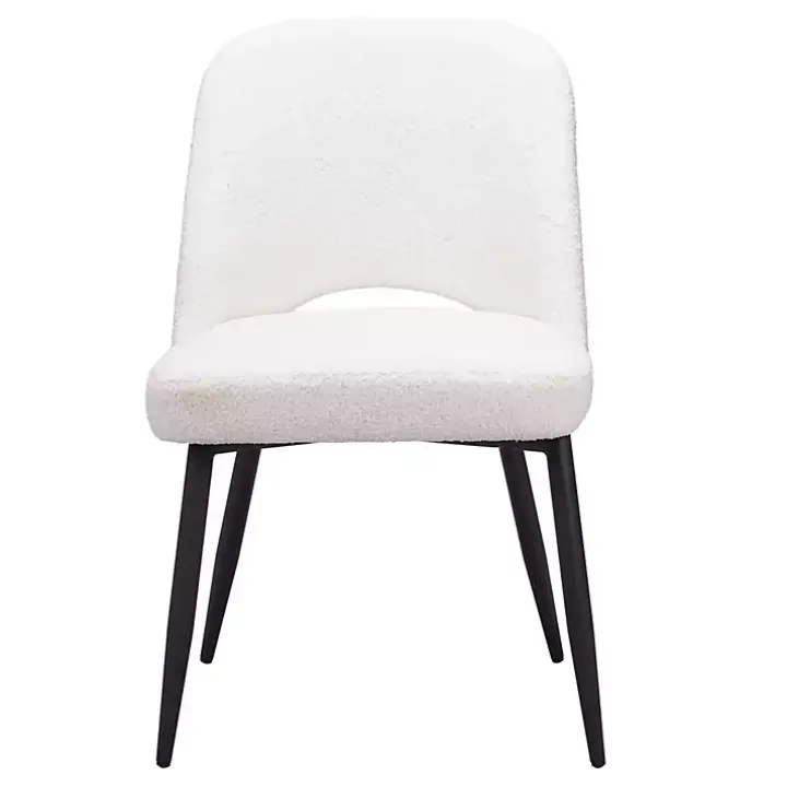 Ivory Teddy Upholstered Dining Chairs, Set of 2
