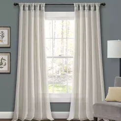 Ivory Top Knotted Burlap Curtain Panel Set, 84 in.