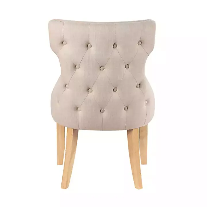 Ivory Upholstered Wingback Dining Chairs, Set of 2