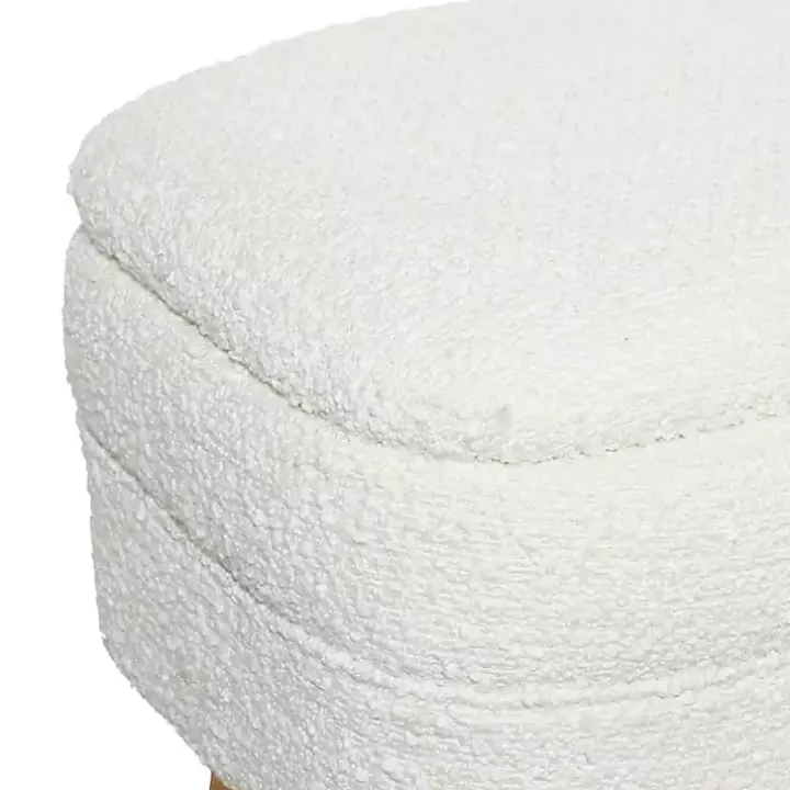 Ivory Upholstered Wood Leg Storage Bench