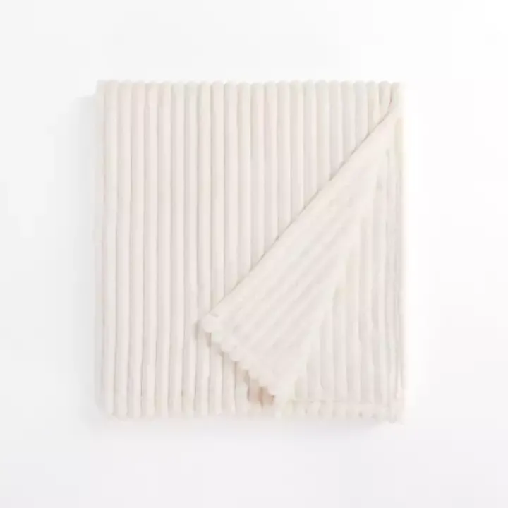 Ivory Velvet Corduroy Throw