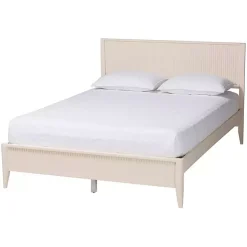 Ivory Wood Fluted Headboard Primrose Queen Bed