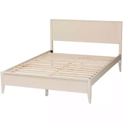 Ivory Wood Fluted Headboard Primrose Queen Bed