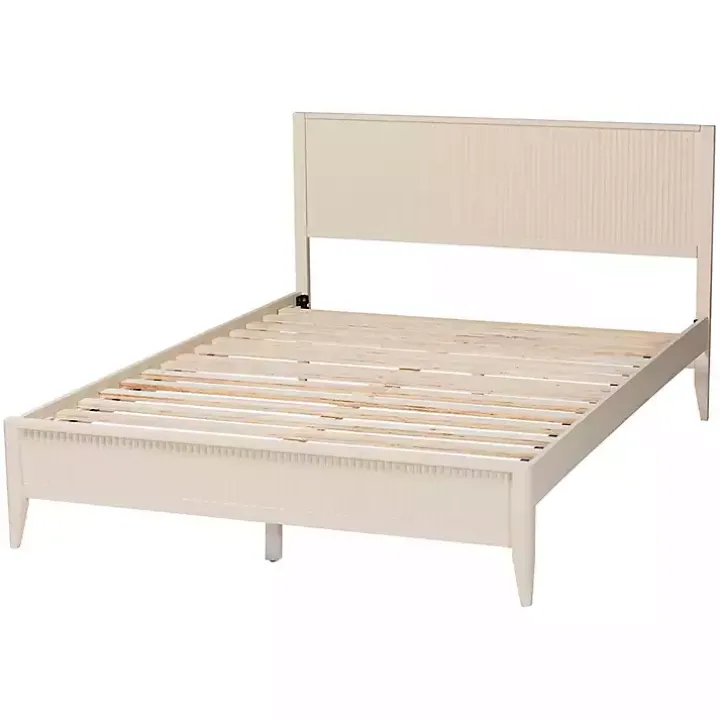 Ivory Wood Fluted Headboard Primrose Queen Bed
