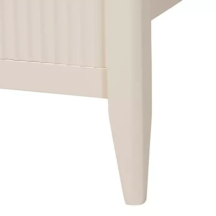 Ivory Wood Fluted Headboard Primrose Queen Bed